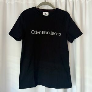 Calvin Klein Black Cotton T-Shirt with Logo Size Small
